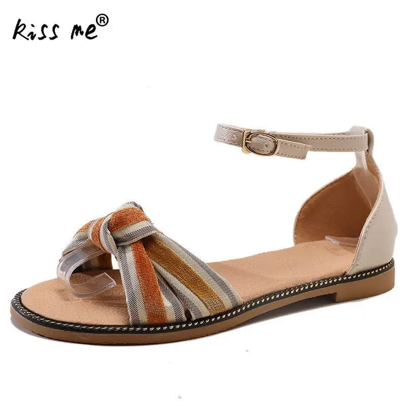 

Summer Shoes Woman Boho Sweet Sandals Women Shoes Flat Fashion Cloth Beach Sandals Ladies Flat Sandals Bowknot Holiday Shoes