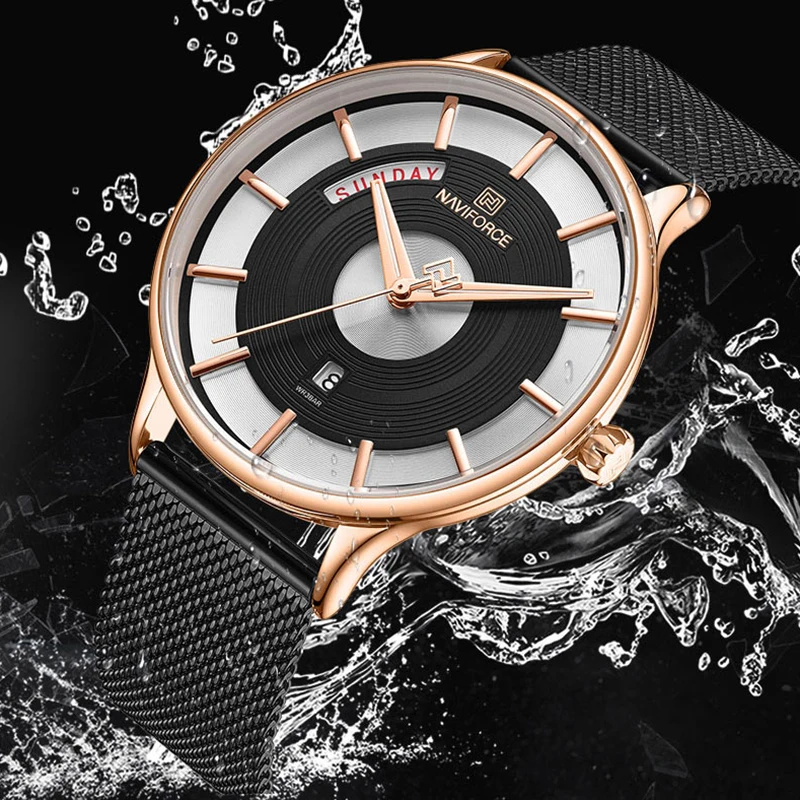 Skup NAVIFORCE New Arrival mężczyźni oglądać najlepsze marki luksusowe kwarcowy zegar mężczyzna sportowe siatki ze stali nierdzewnej zegarek na rękę relogio masculino 2019