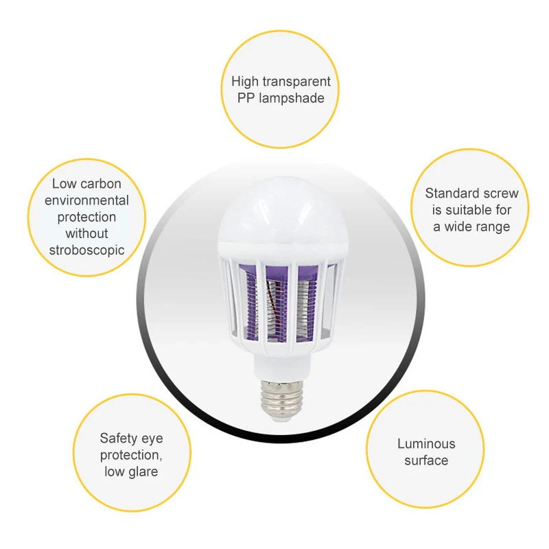 AC175~ 220 V светодиодный антимоскитная лампа E27 Светодиодный светильник для домашнего освещения Жук Zapper ловушка лампа насекомых Противомоскитный Репеллент свет