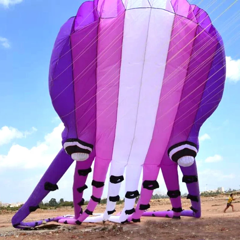 free shipping high quality soft kite octopus kite purple crystal ripstop nylon kite line walk in sky kites for adults 3d kite