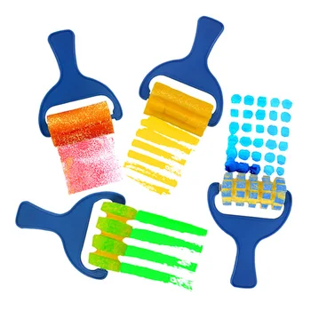 

4pcs/Set Sponge Roller Brush Kids Painting Graffiti Brush Tool Different Patterns Drawing Toys Montessori Educational Toys Gift