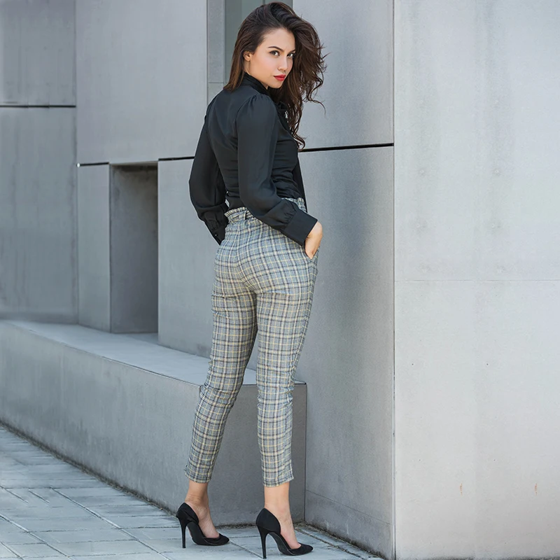 Spring and Autumn Hot Europe and the United States new temperament high waist harem pants casual belt Slim female feet pants Spring and Autumn Hot Europe and the United States new temperament high waist harem pants casual belt Slim female feet pants