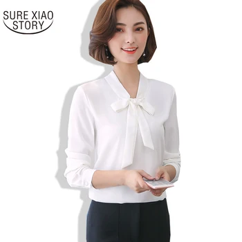 

2019 New Arrival Fashion Long Sleeve V-neck Korean Lace Butterfly Chiffon Blouse Female Casual All-match Solid Slim Shirt 70i 30