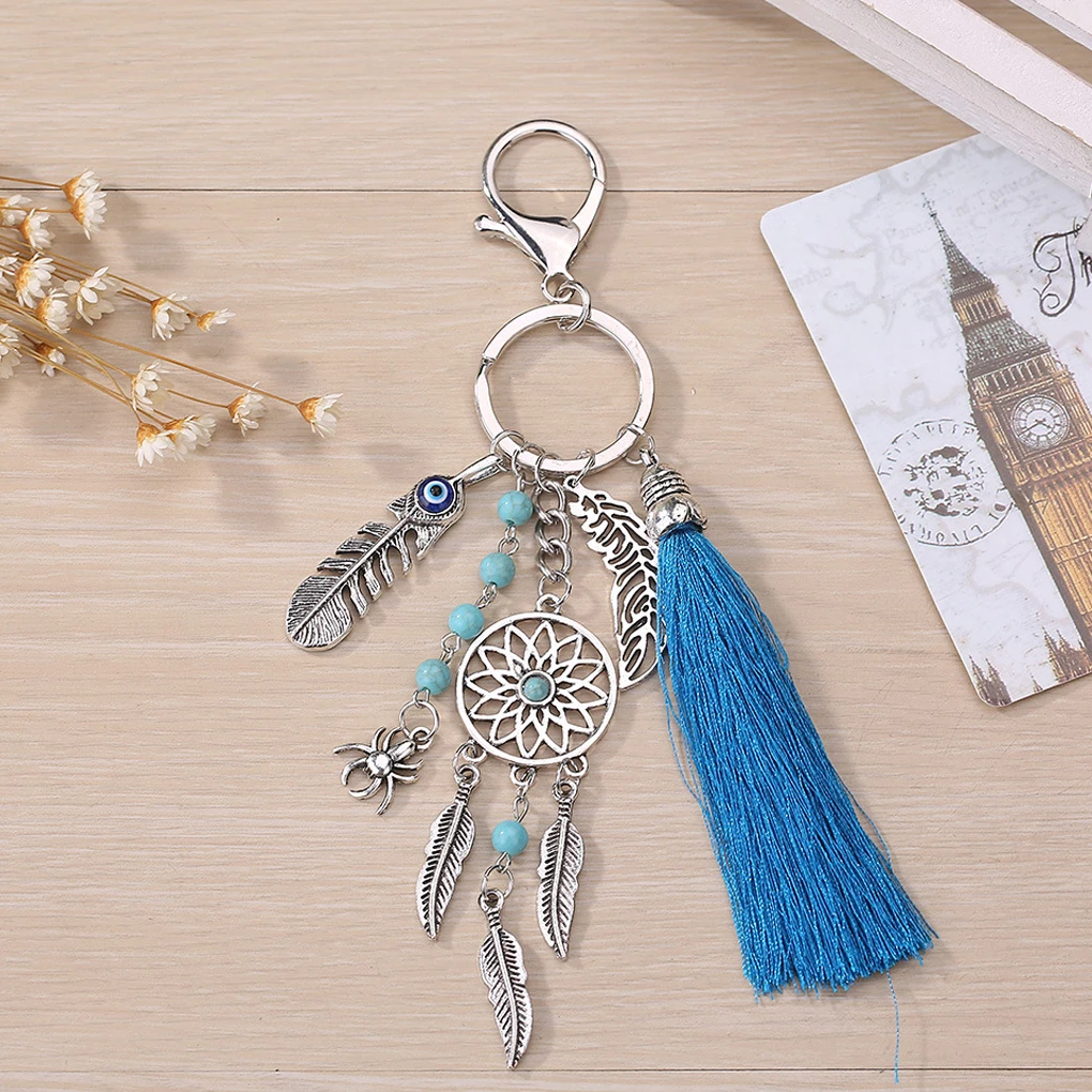 

Bohemian Tassel Dream Catcher Keychain Lady Leaves Bag Phone Pendant Key Ring Women Gift Key Chain