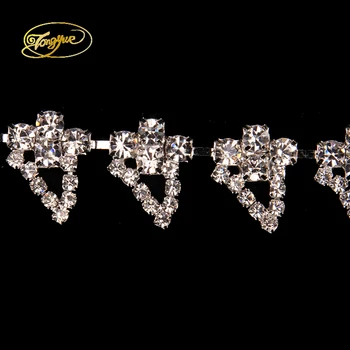 

1 yard Gold and silver color DIY Rhinestone Applique trim Handicrafts Zircon Alloy andicrafts for wedding decoration Rhinestones