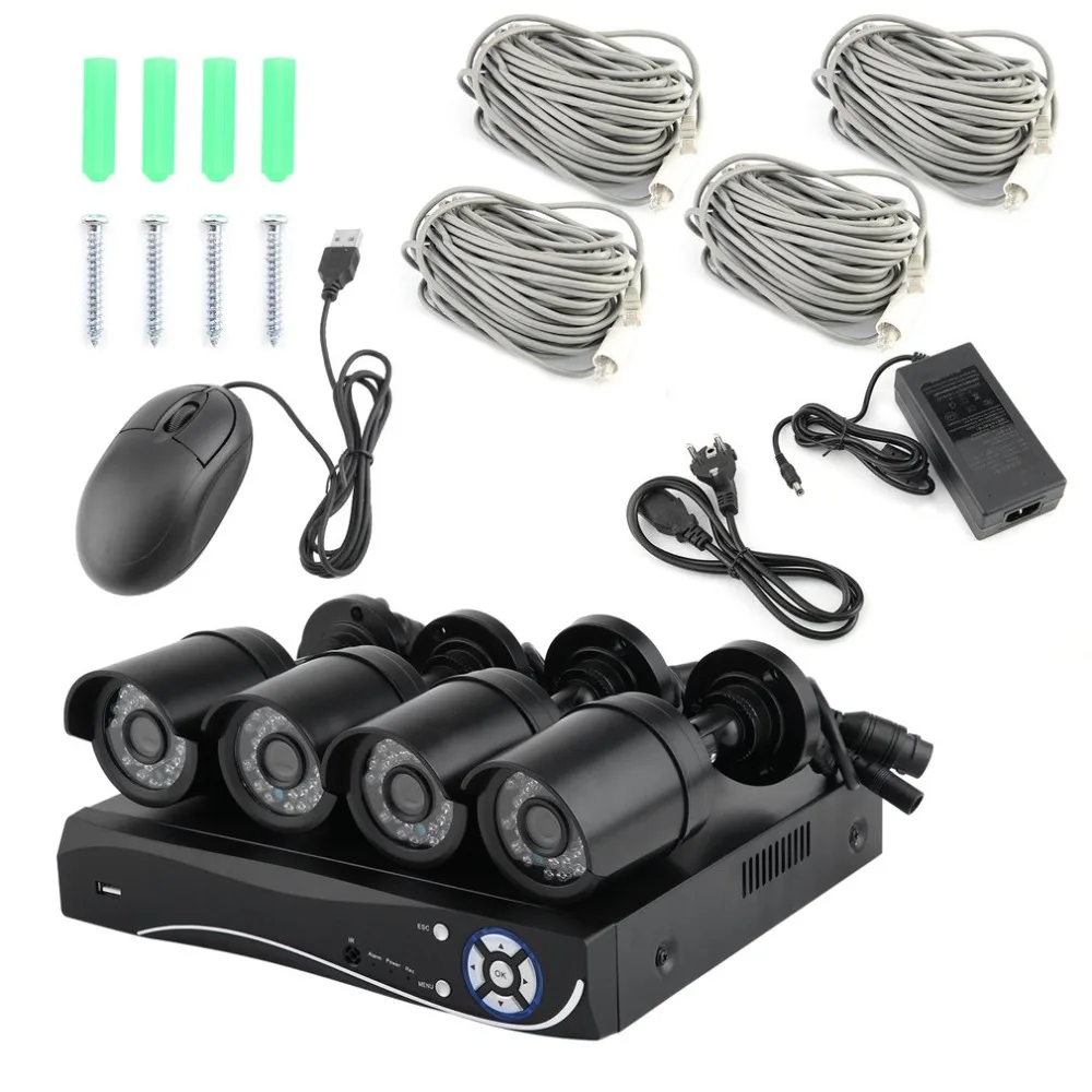 

4CH 1080P POE NVR CCTV System 2MP Outdoor Indoor Motion Detection Night Vision IP Camera Security Surveillance Monitor Kit