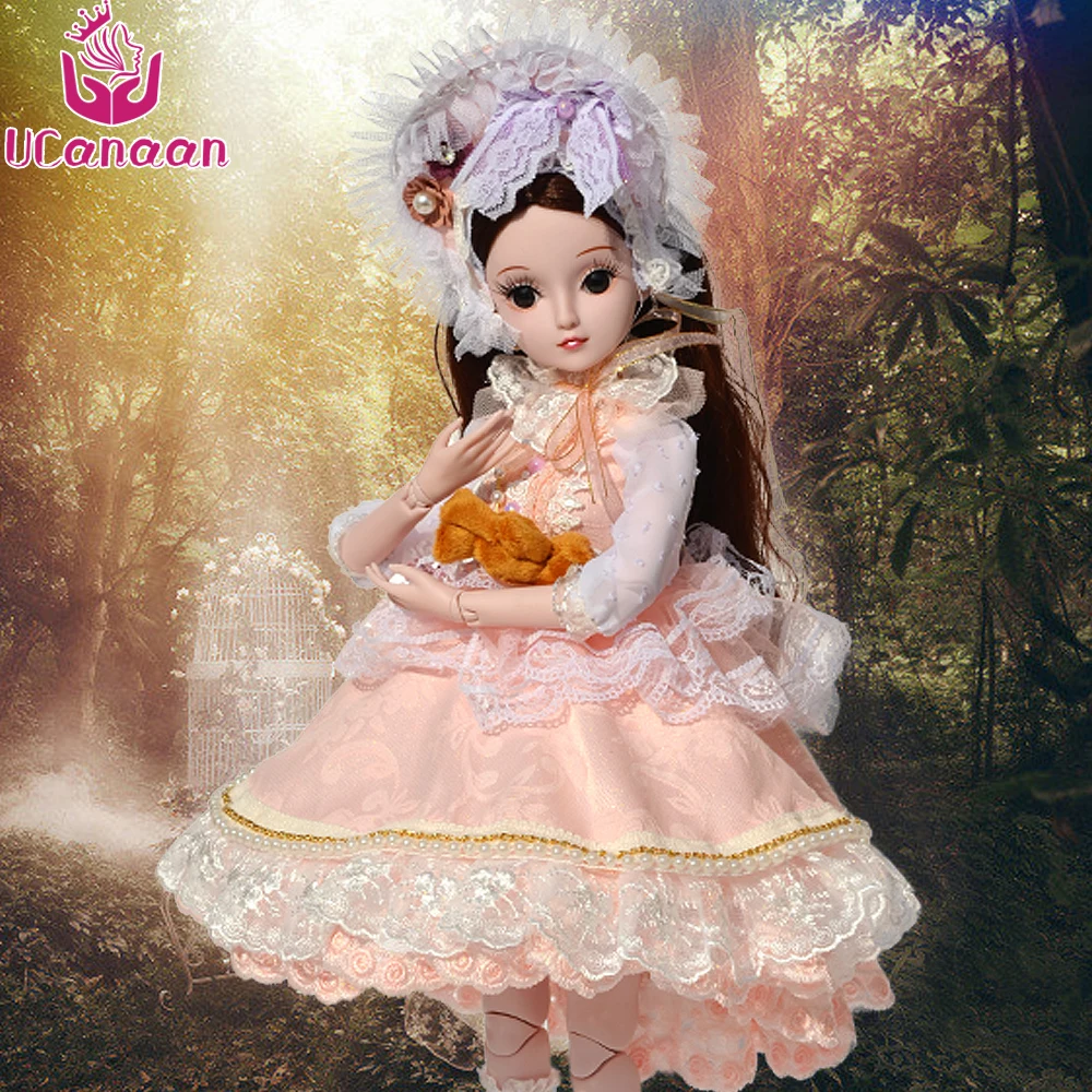 

UCanaan 1/3 Girls BJD SD Doll Princess Bjd Model Toys For Children DIY 19 Ball Joints Dolls With Outfit Dress Shoes Wigs Makeup