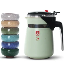 7 шт. набор керамический Ru печь чайный набор кунг-фу жаростойкий чайник с чашками чашка для чая ручной росписью Китайский Керамика удобное ситечко для заварочного чайника Кофе чайник