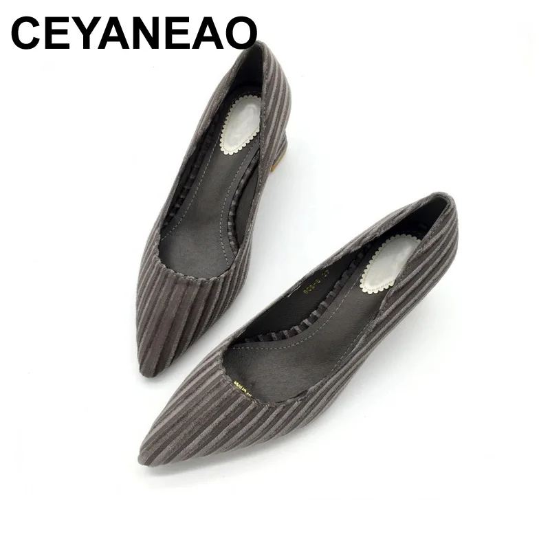 

CEYANEAO 2018 Spring Autumn Fashion High Heel Slip-On Stripe Female Shoes Ladies Footwear Single Shoes Zapatos Mujer Black