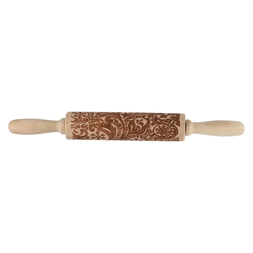 

Wooden Rolling Pin Embossing Christmas Baking Cookies Biscuit Fondant Tool HTQ99