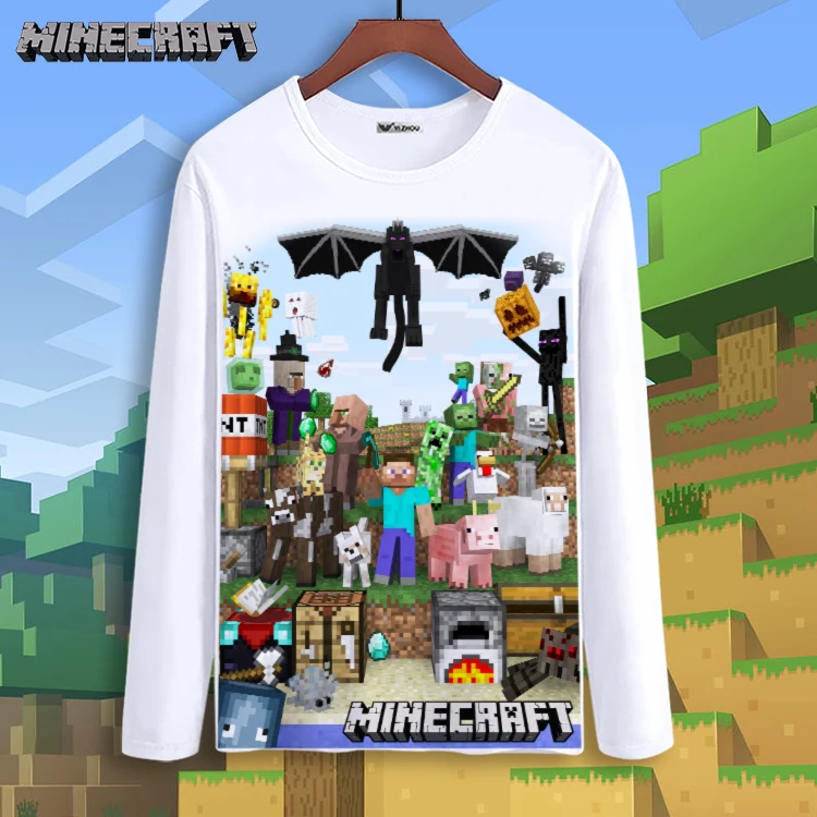 Baby Girls child Children Minecraft kids long sleeve thin t Shirts