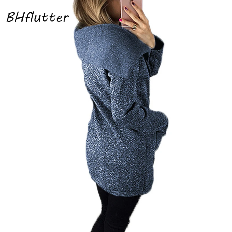 BHflutter 4XL 5XL размера плюс зимняя женская куртка модная повседневная верхняя одежда с длинным рукавом и отложным воротником пальто chaqueta mujer