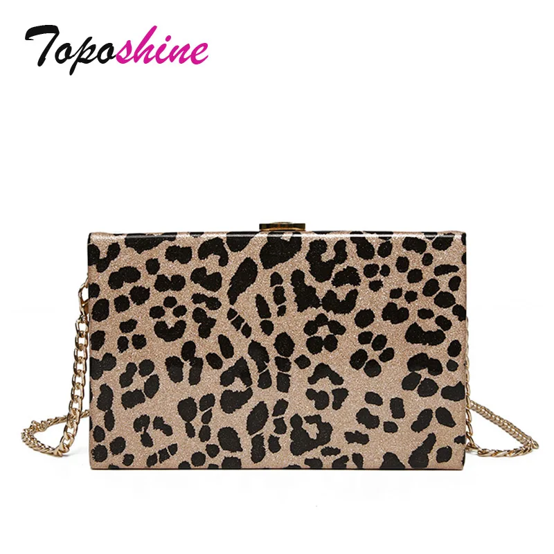 

Toposhine Fashion Leopard Small Box Bag Female New High Quality Personality Chain Casual Wild Shoulder Messenger Bag