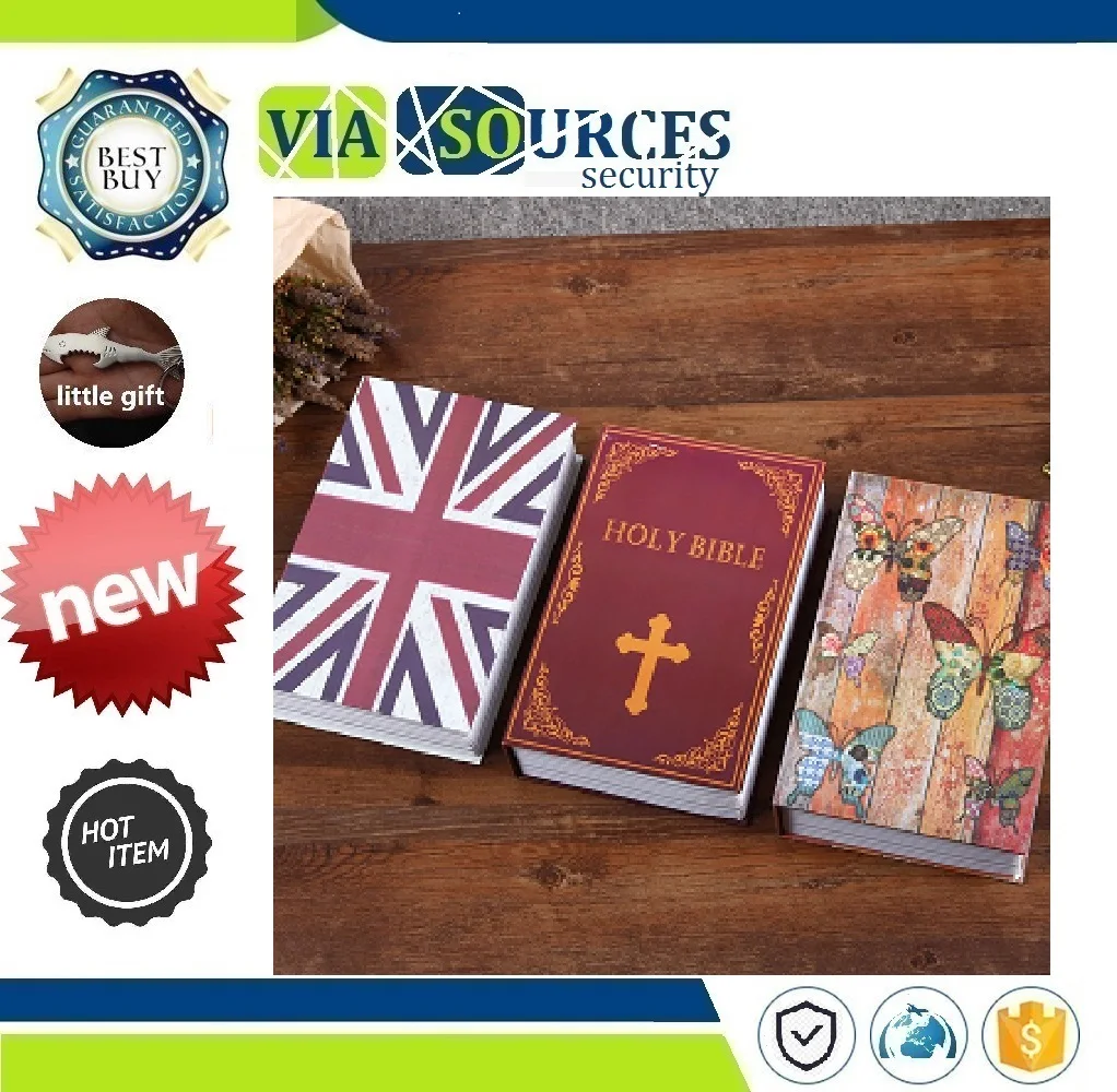 

118*115*55mm Size S 10/Color Key Lock Book Safes Hidden Safe Box Travel Home Money Jewelry Security Steel Simulation Book