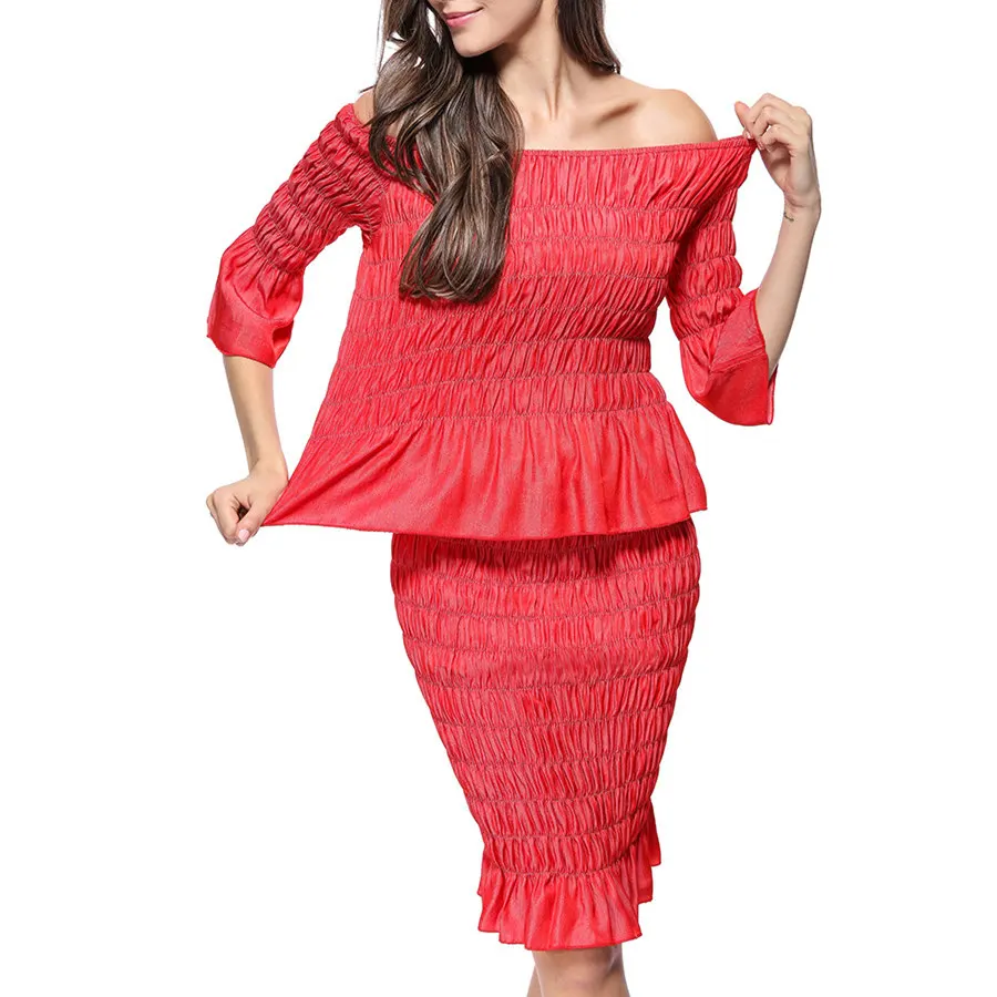 

Four Style Leopard Print Two Piece Set Women Off Shoulder Chiffon Blouse With Bodycon Trumpet Short Skirt Two Piece Skirt Set