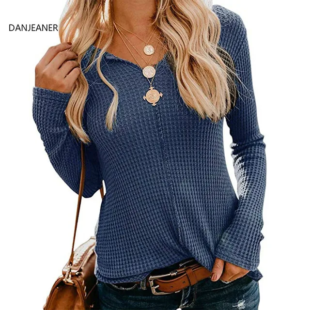 US $9.35 DANJEANER 2019 Autumn Winter Thin Solid Long Sleeve Pullovers Women Fashion Casual Basic Jumpers Pl