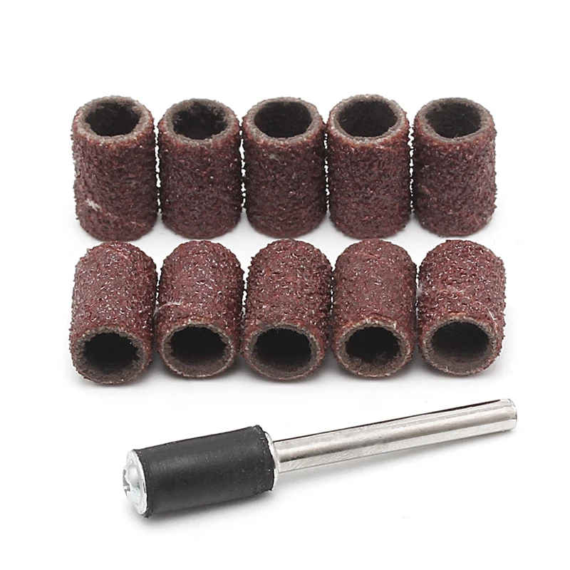 

10Pcs 6mm Sanding Bands +3.17mm Mandrel Rotary Tool Nail Drill Bits