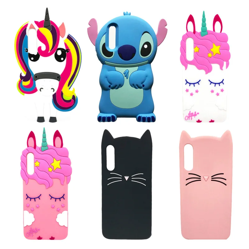 

Soft Silicone Case For Coque Samsung Galaxy A50 Cute 3D Unicorn Cat Stitch Phone Case For Etui Samsung A50 A 50 SM-A505F Cover