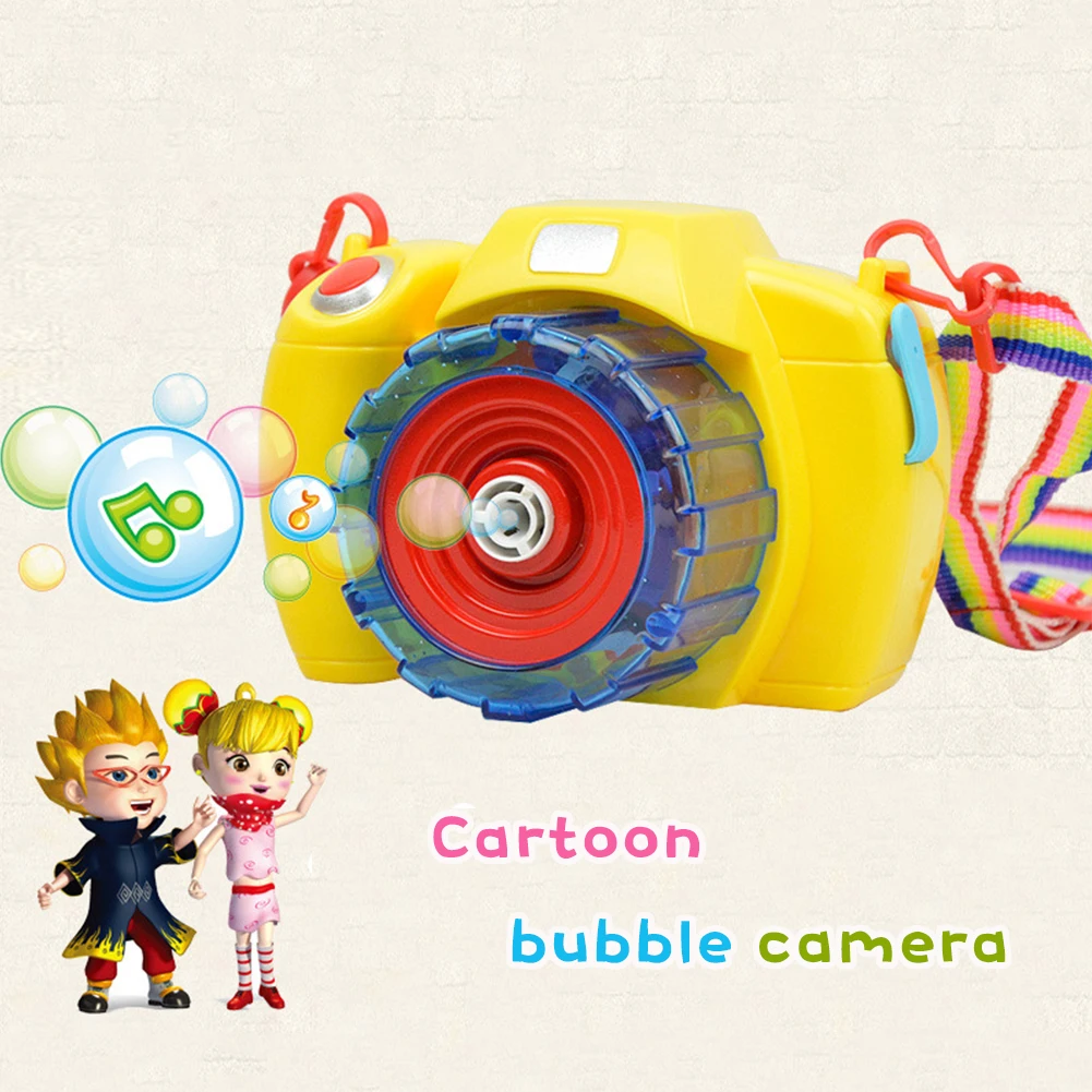 

Fully-automatic bubble Camera red/yellow radom Shape Soap Bubbles gun toy bubble with music light children party birthday gift
