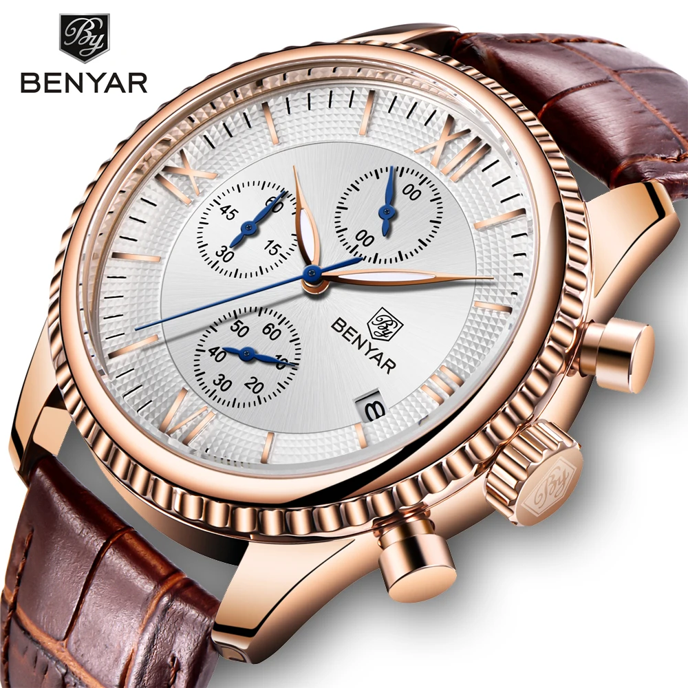 BENYAR montre pour hommes mode/Sport/Quartz montre hommes montre bracelet hommes horloge Top marque luxe en cuir montres hommes Relogio Masculino|Montres à quartz| - AliExpress