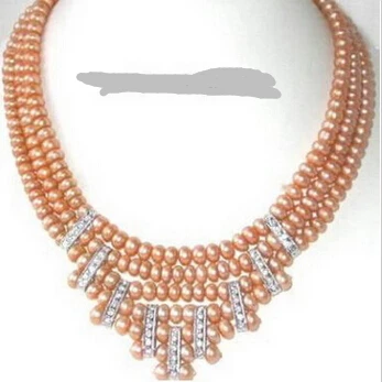 

huij 001352 Genuine Pink Pearl 18KWGP Crystal Clasp Pendant Necklace