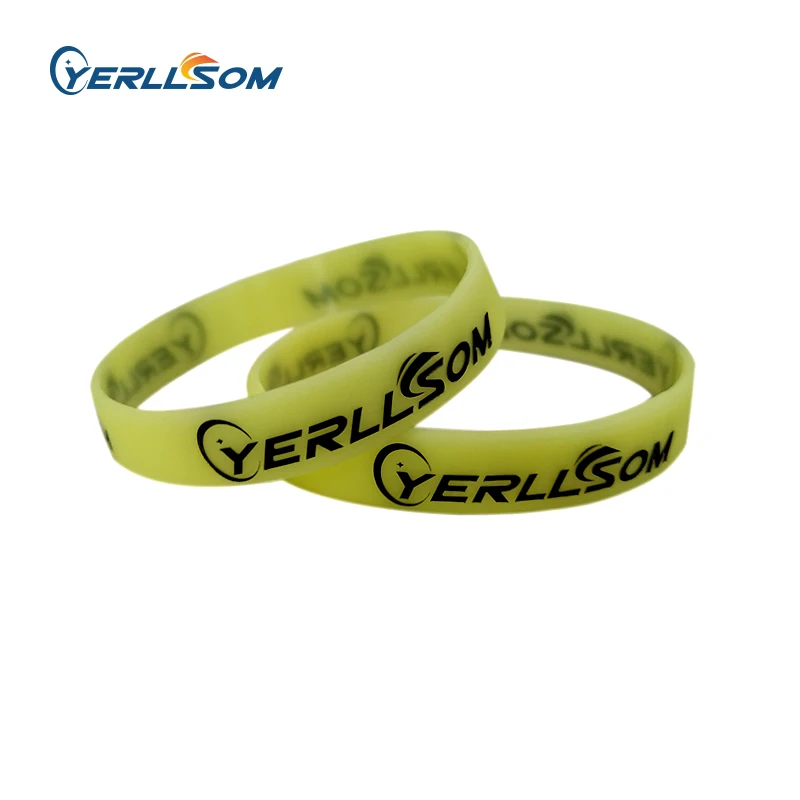YERLLSOM 200 шт/партия пользовательский печатный текст и силиконовый браслет с логотипом светящийся зеленый резиновый силиконовый Браслет для мероприятий YS19080204