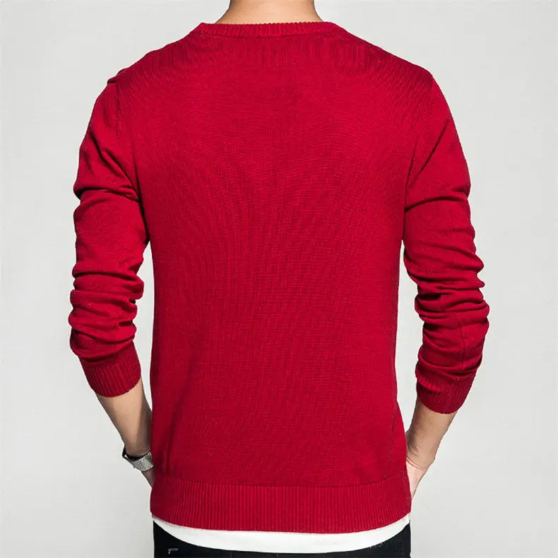 Plus Size 5XL O Neck Mens Sweater Pullovers Autumn Standard Wool knitted Christmas Sweater Jumpers Male Knitwear Red Black Grey-05