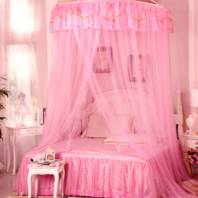 King Size Floral Princess Bed Canopy Mosquito Net Netting Bedroom Mesh Curtains King Size Floral Princess Bed Canopy Mosquito Net Netting Bedroom Mesh Curtains