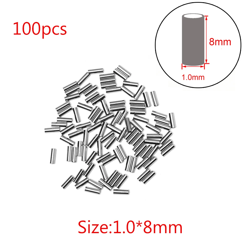 100 шт./лот,, круглая медная рыболовная леска, алюминиевая ОБЖИМНАЯ втулка, медная трубка, 1,0 мм-2,8 мм, морские рыболовные принадлежности, леска, трубка