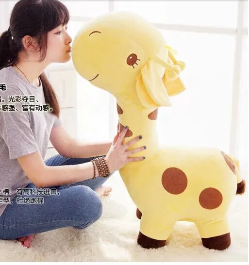big lovely cartoon spots giraffe toys cute yellow giraffe plush doll