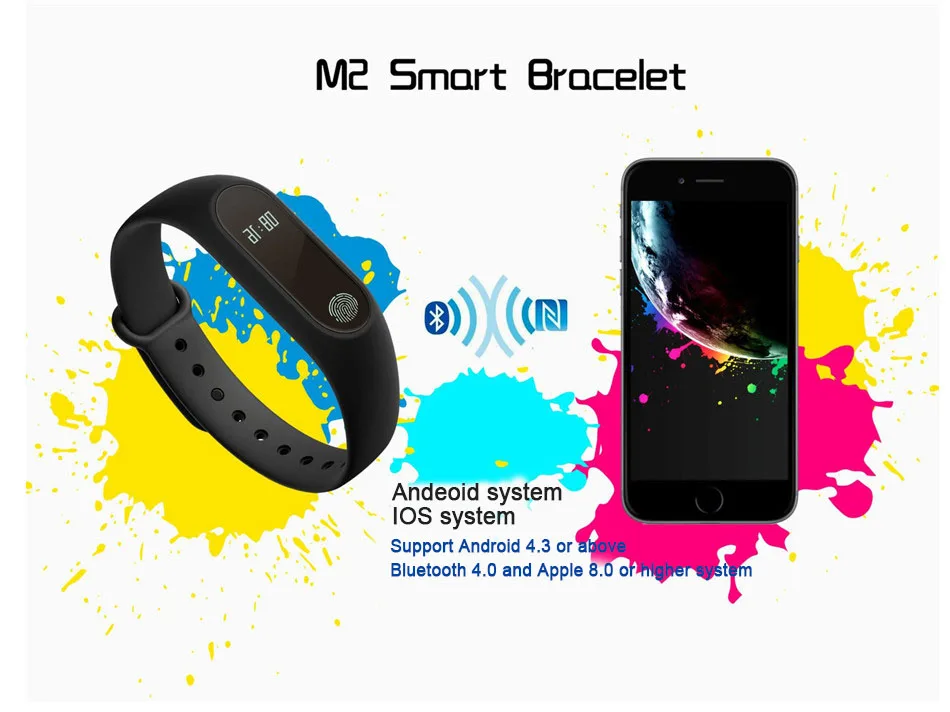 !ACCEZZ Smart Band Bracelet For Xiaomi OLED Heart Rate M2 Sport Bluetooth Wristband Fitness Tracker For Android IOS Waterproof (21)