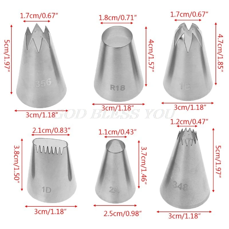 6 шт./компл. Новое поступление Набор наконечников крем печенья трубопроводов сопла выпечки инструменты для украшения тортов и пирожных "сделай сам" Нержавеющая сталь