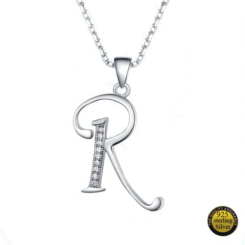 

925 Sterling Silver Letter Pendants for Necklace 26 Capital Letter Crystal Pendant Necklace Alphabet A B C D E F G H I J K L M N