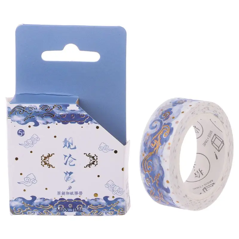 

5M length Masking Gold Foil Glitter Washi Tape durable Paper Adhesive Sticker for notebook and personal space