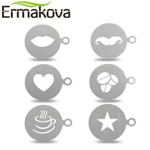 ERMAKOVA трафареты из нержавеющей стали для кофе, латте, капучино, бариста, художественные трафареты, сделай сам, форма для шоколада, для торта, для пыли, шаблоны, кофейные инструменты
