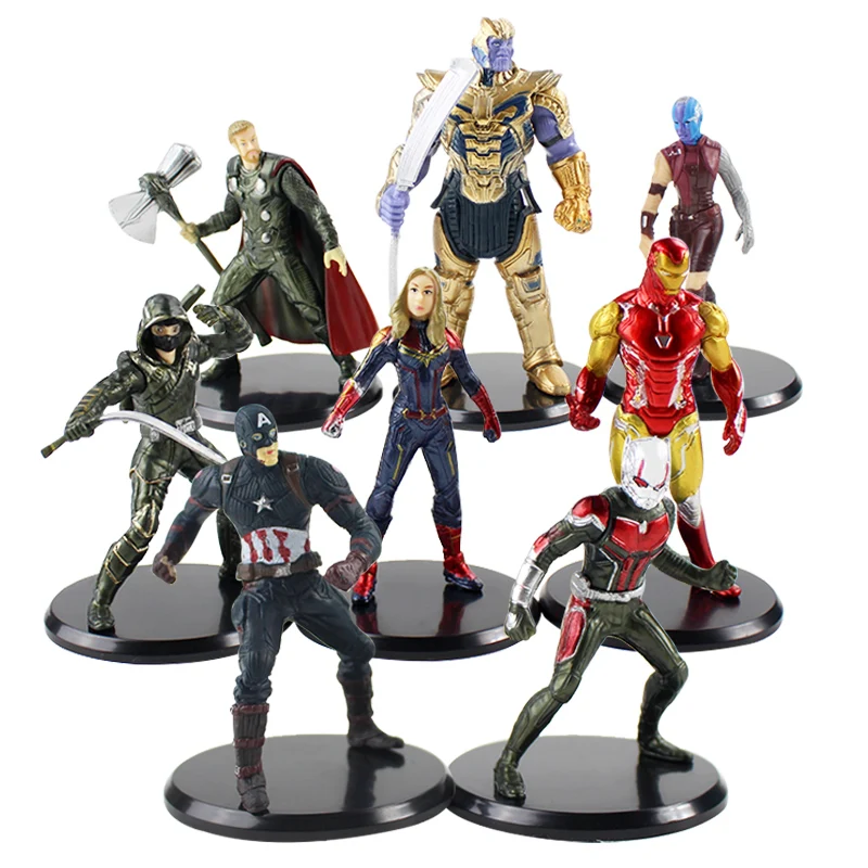 8pcs/lot Infinity War Avengers Action Figures Thanos Iron Man Thor Captain America Carol Antman Nebula Model Toys