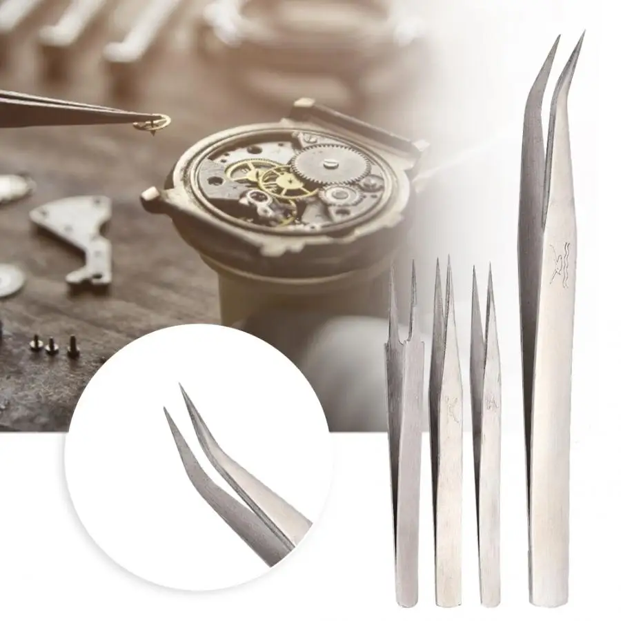 

4 Types High Hardness Stainless Steel Antimagnetic Tweezers Watch Repairs Tool High Quality Watch Tool For Watchmaker