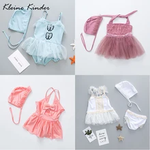 Купальная Одежда для девочек купальный костюм для малышей детский купальный костюм с шапочкой быстросохнущее кружевное купальное платье одежда для купания для пляжа и бассейна