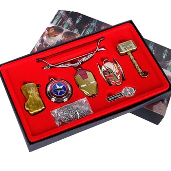 

Marvel Vintage Toys The Avengers Infinity War Captain America Thanos Iron Man Hulk Cosplay necklace keychain Gifts Box Packing