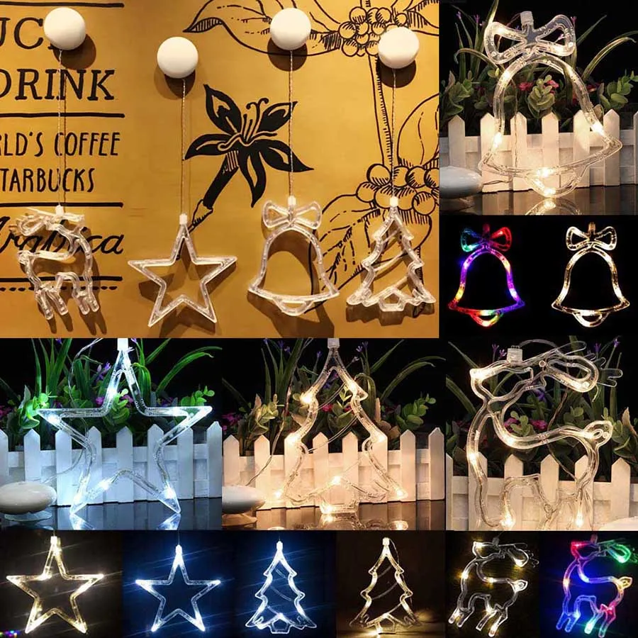 Sucker LED Christmas Light Deer Bell Xmas Tree Shape Fairy Light Indoor Outdoor Decorative Lamps for Xmas New Year Holiday Party (27)