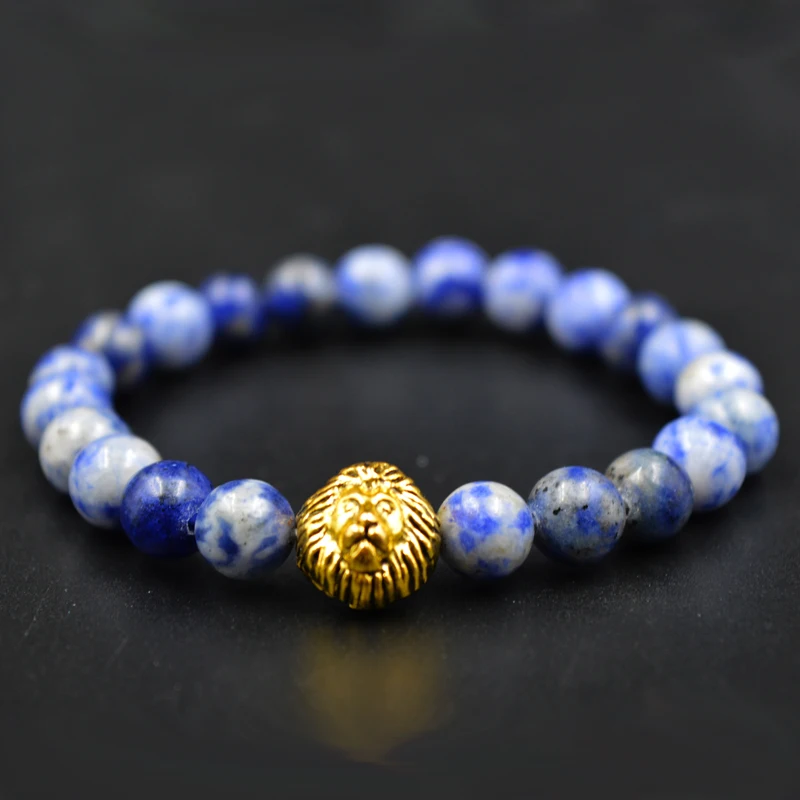 2016 Tiger Eye Lion Head Bracelet Buddha beads Bracelets Bangles Charm Natural Stone Mens Bracelet Men Jewelry pulseras hombre