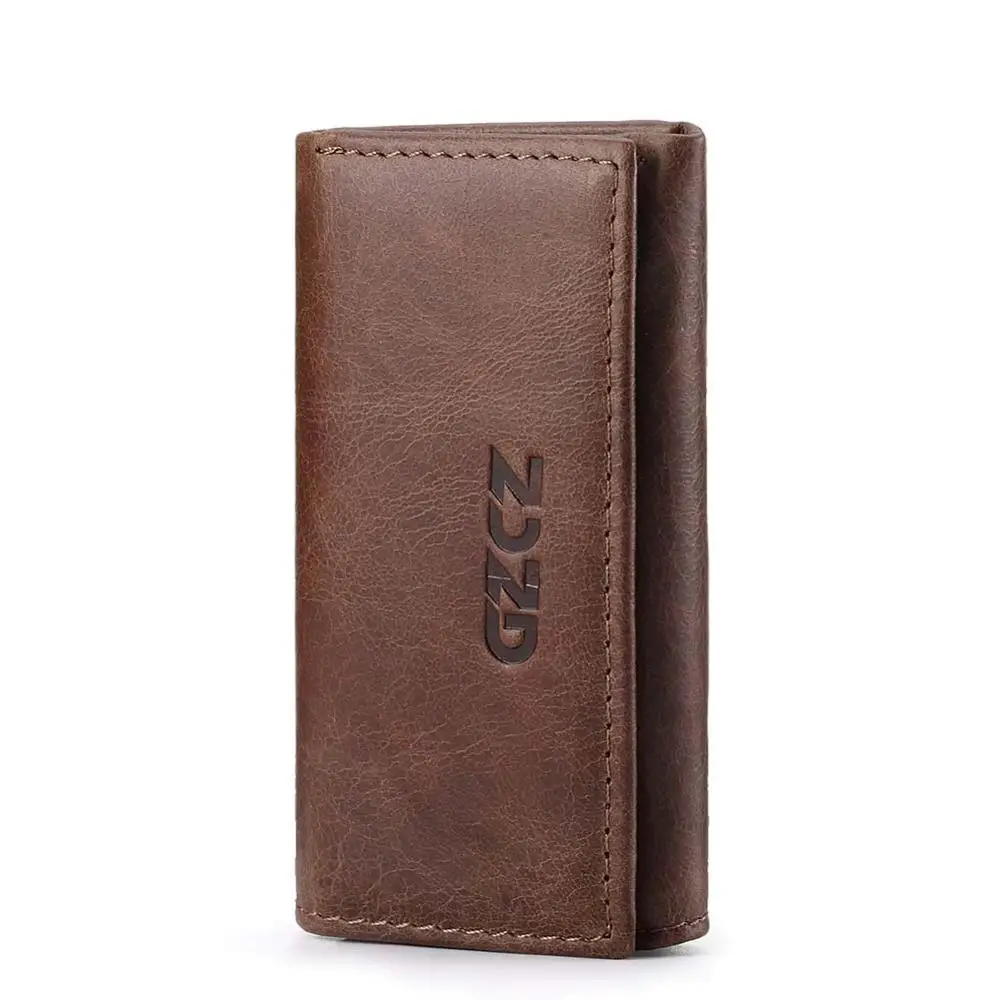 GZCZ кошелек для ключей из натуральной кожи, женский брелок, чехлы для монет, кошелек для мужчин, мини кошелек, держатель, портфель, ключница, роскошный бренд - Цвет: Coffee