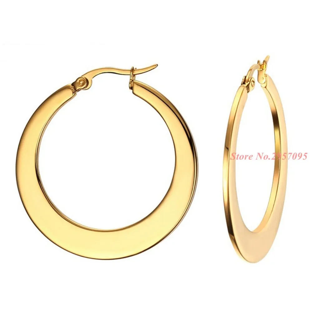 Vintage Large Hoop Earrings Matte Gold color Earings Stainless Steel Circle Earrings For Women ...