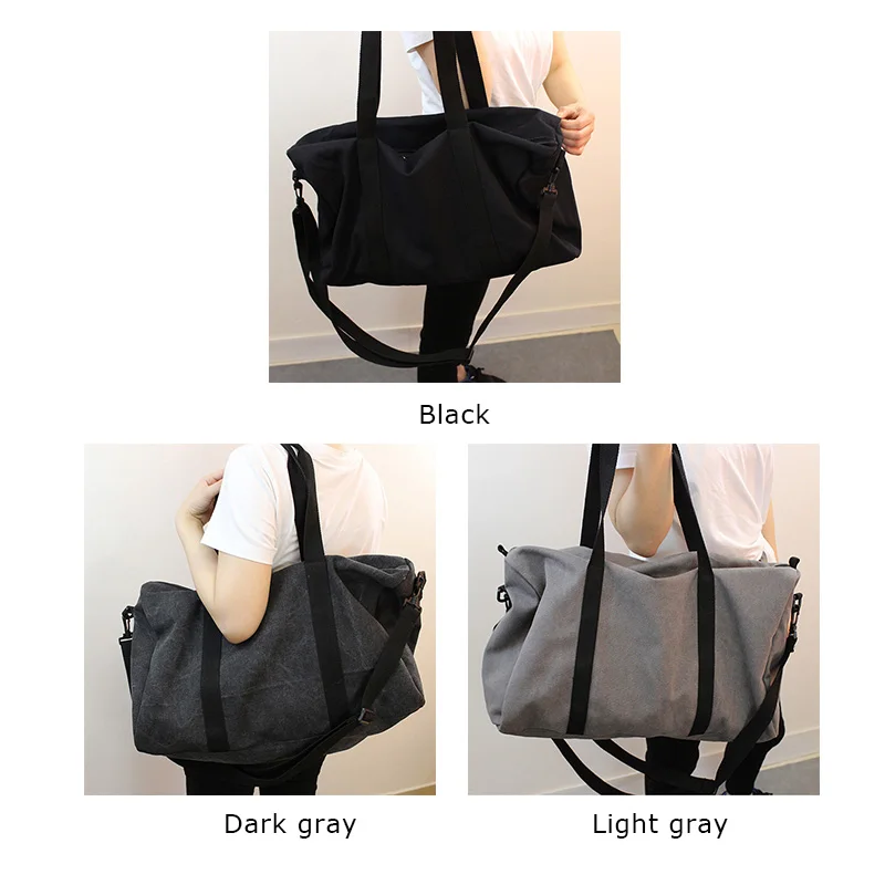 Skup Duża pojemność jednokolorowe płótno damskie krótka torba podróżna elegancka, minimalistyczna tkanina męska bagaż podręczny