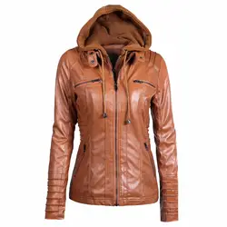 Плюс размеры XS-7XL зима 2019 кожаная куртка для большой для женщин PU кожаные пальто удлиненная шапка съемная верхняя одежда chaqueta mujer C70201