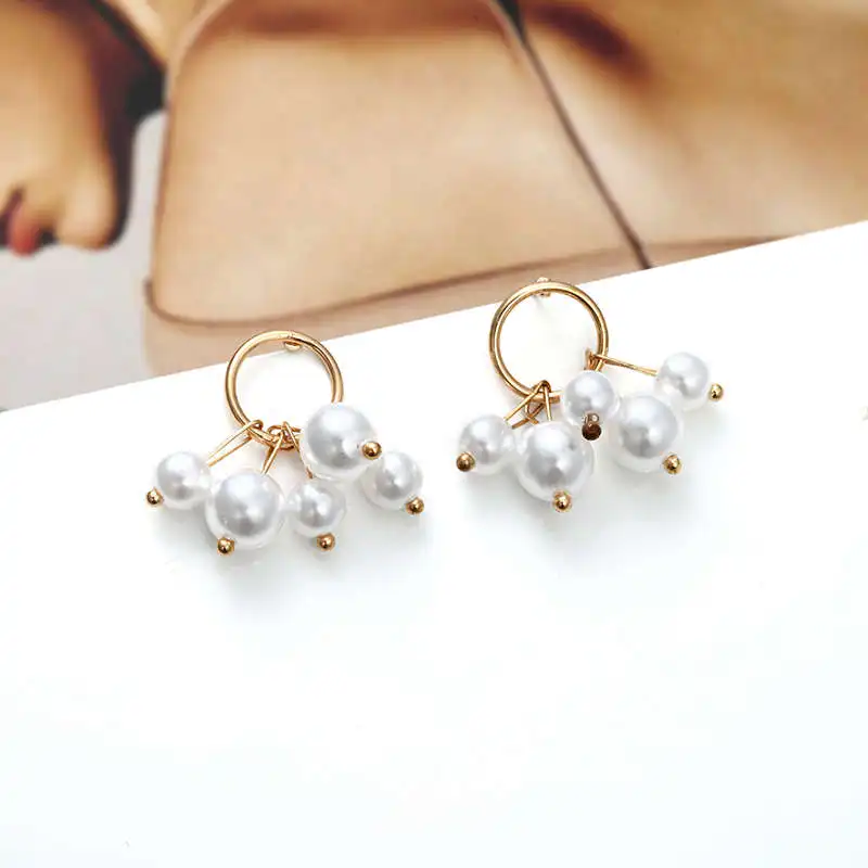 

Korean Style Imitation Stud Earrings for Women Girl Round Circle Cute Ear Jewelry Gift For Friend Wedding Party Earrings