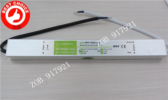 

45W 12V/24V LED power supply hight PF LED strip light modules luminous characters waterproof IP67 constant voltage power supply