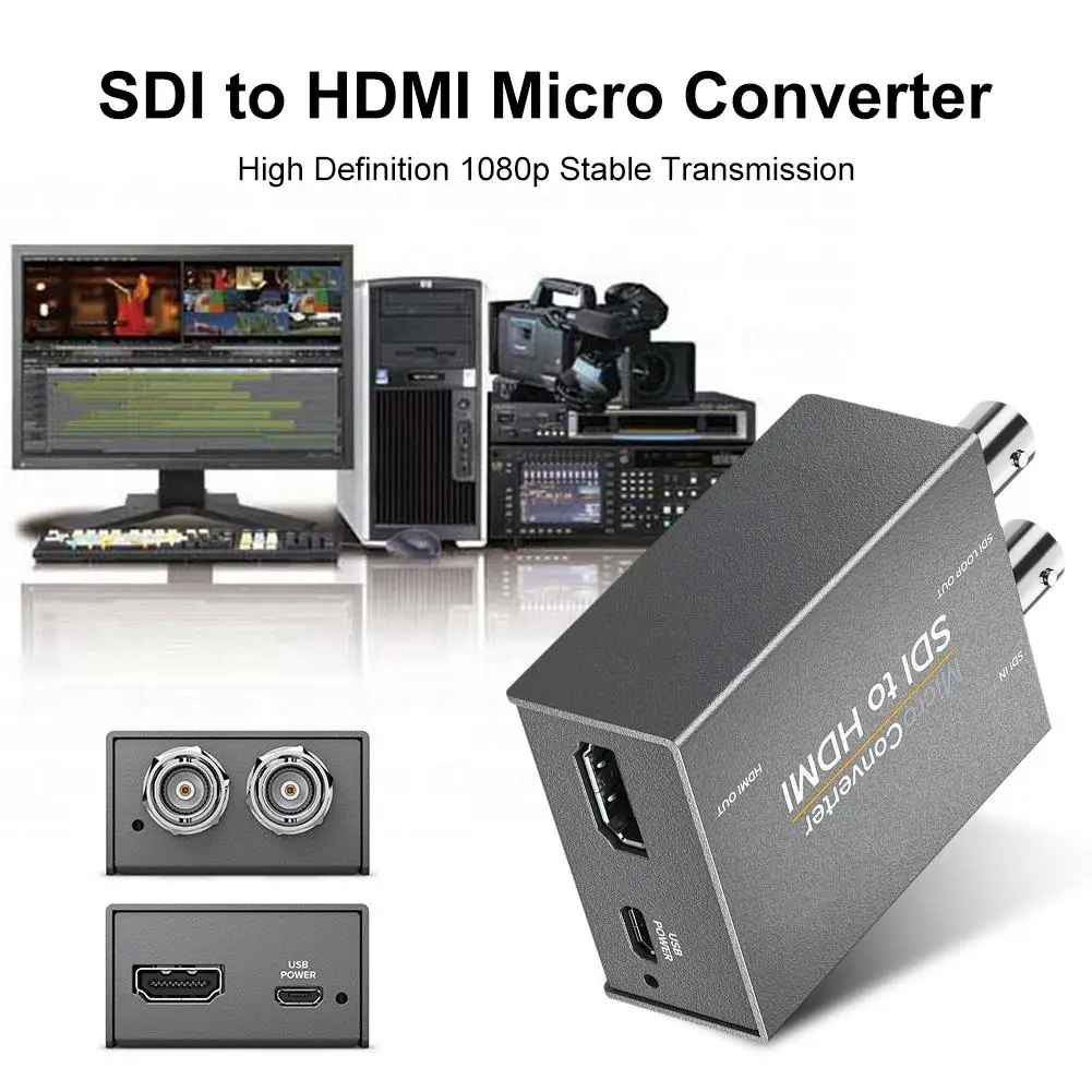 2-полосная микропроцессор SDI To HDMI микропроцессор HDMI To SDI с Мощность мини 3g hd-конвертер адаптер автоматическое обнаружение для Камера