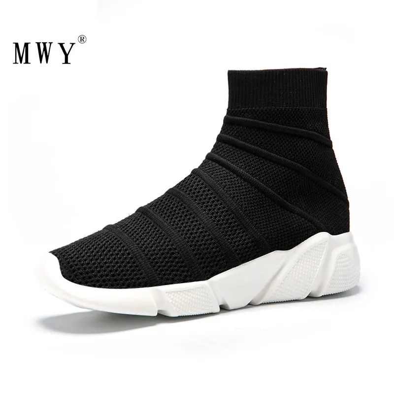 MWY Socks/обувь на плоской подошве; женские кроссовки из дышащего сетчатого материала; zapatillas mujer Deportiva; эластичная повседневная обувь для прогулки