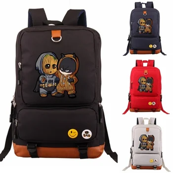 

Groot Batman Cartoon Backpack School Bags for Teenagers Boys and Girls Canvas Travel Shoulder Bag Laptop Students Backpack